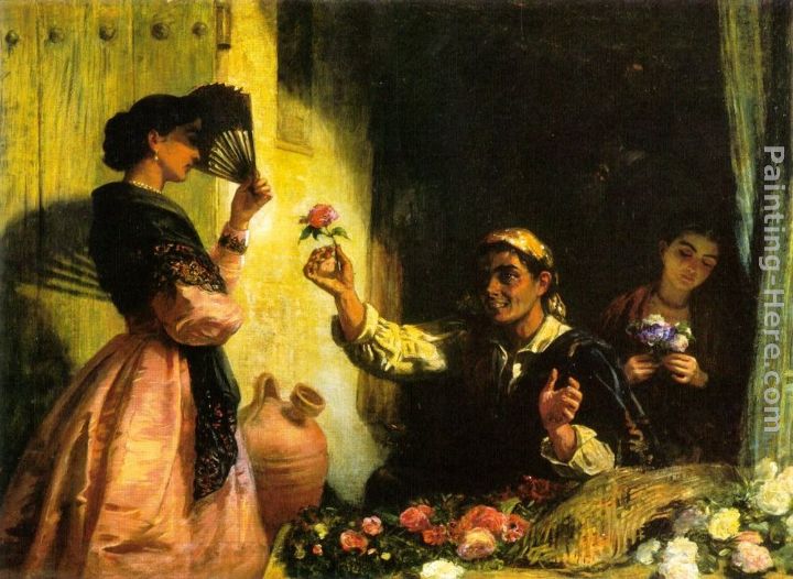 A Spanish Flower Seller painting - Edwin Longsden Long A Spanish Flower Seller art painting